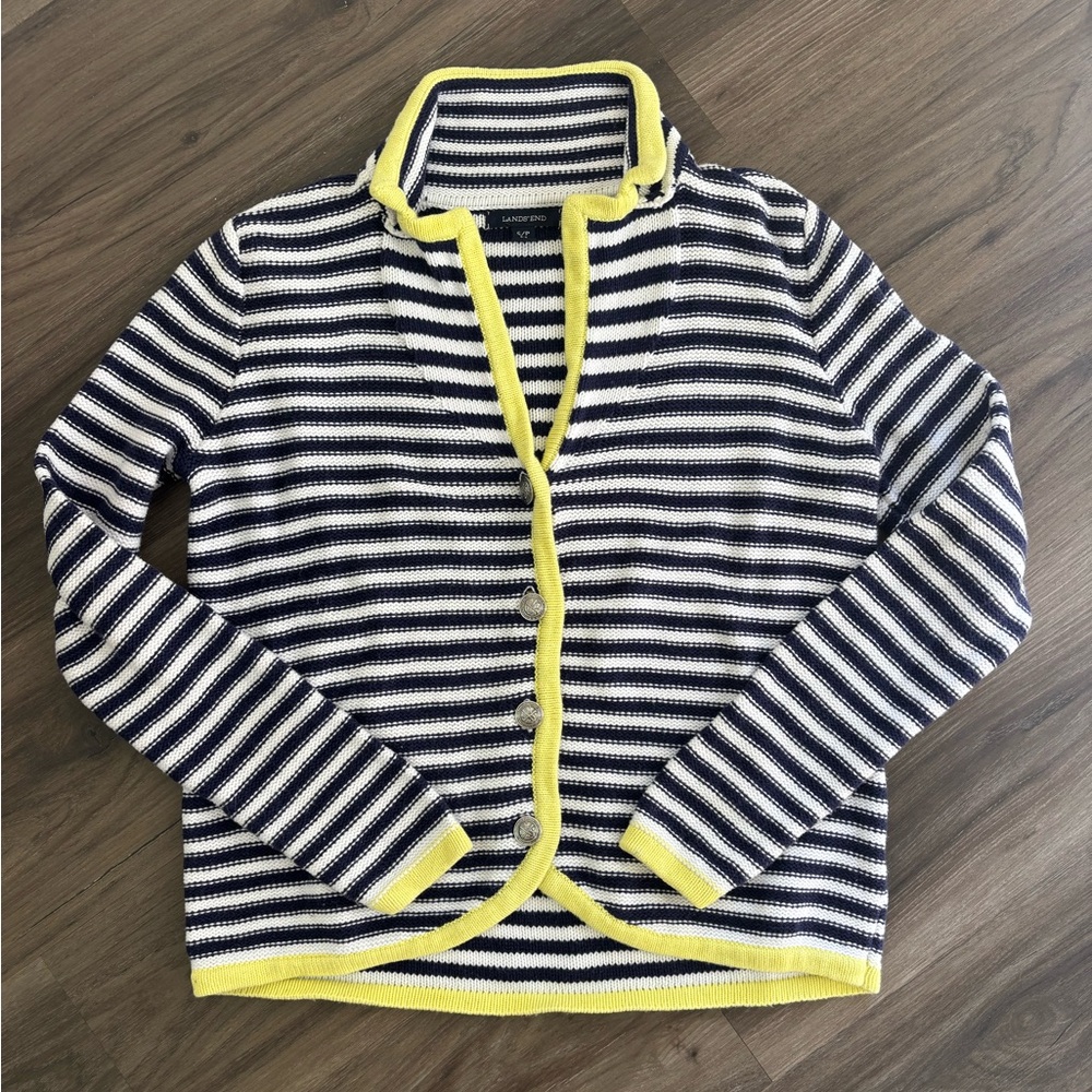 Striped Navy and Yellow Sweater - Picture 1 of 2